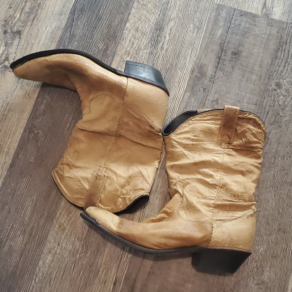 Dingo cowboy boots metal detail suede fabric women brown size 8.5